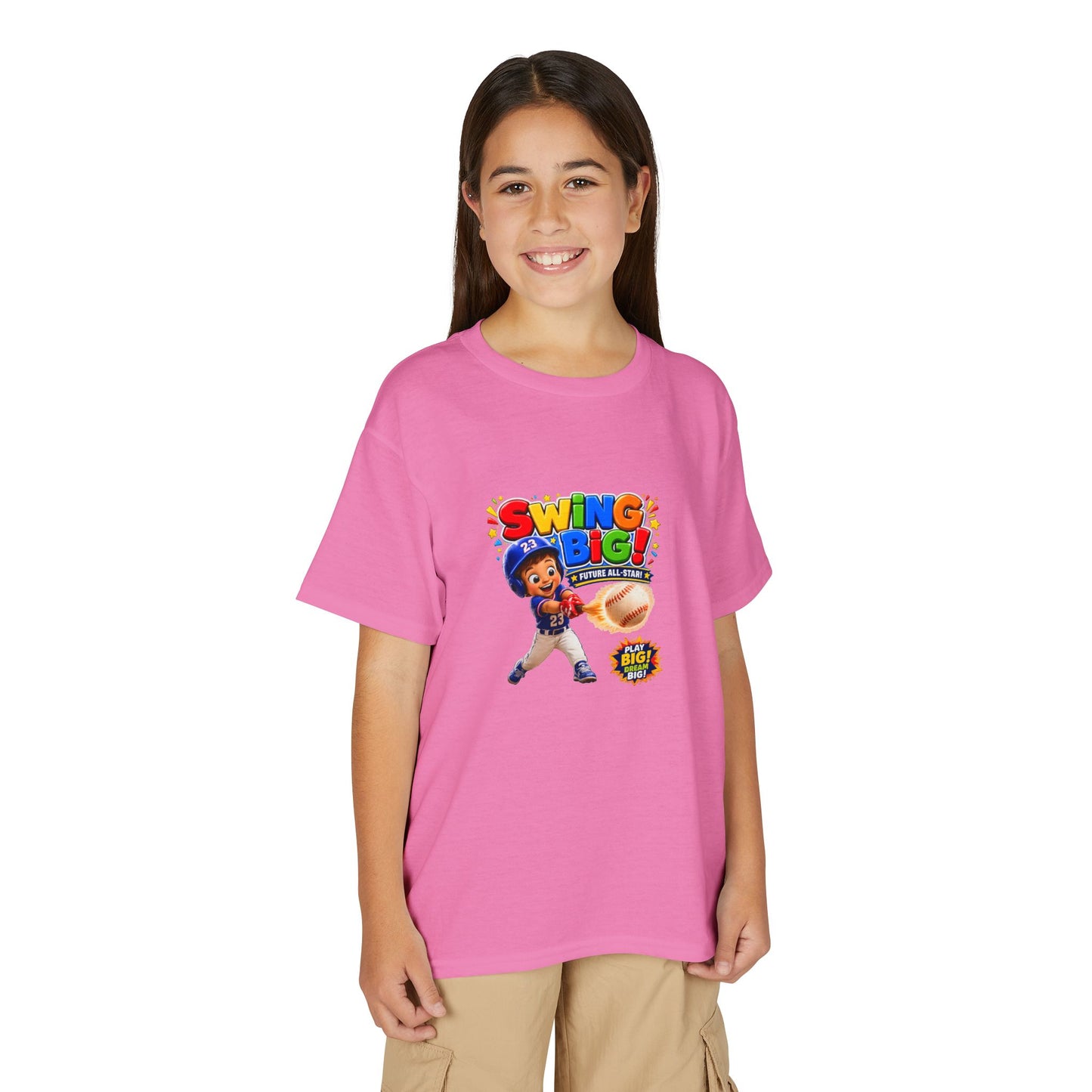 Youth T-Shirt - "SWING BIG!" Baseball Design | Kids Sports Tee