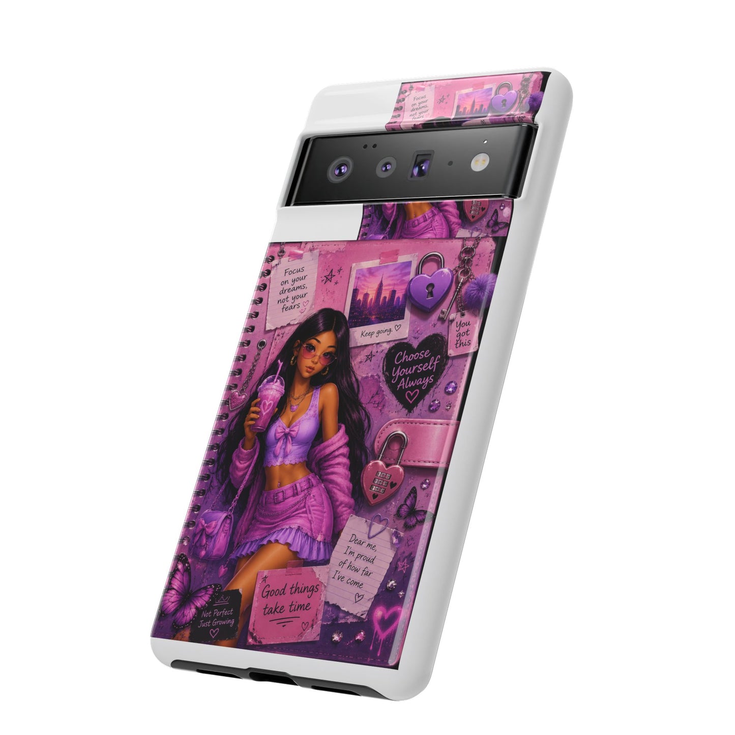 Purple Aesthetic Phone Case — Girl Collage 'Choose Yourself' Design