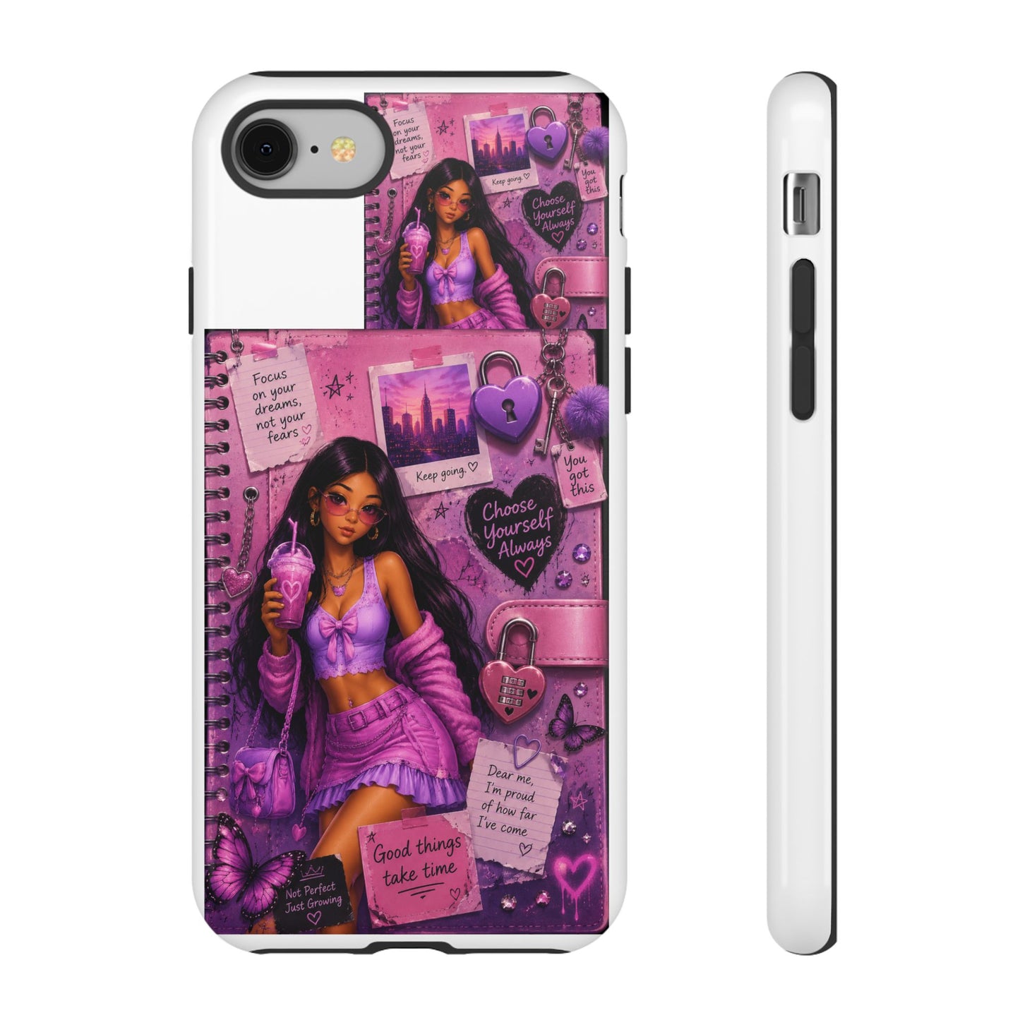 Purple Aesthetic Phone Case — Girl Collage 'Choose Yourself' Design