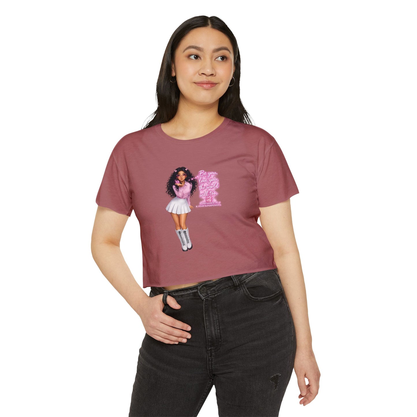 Women's Festival Crop Top — Pink Glitter Diva Graphic