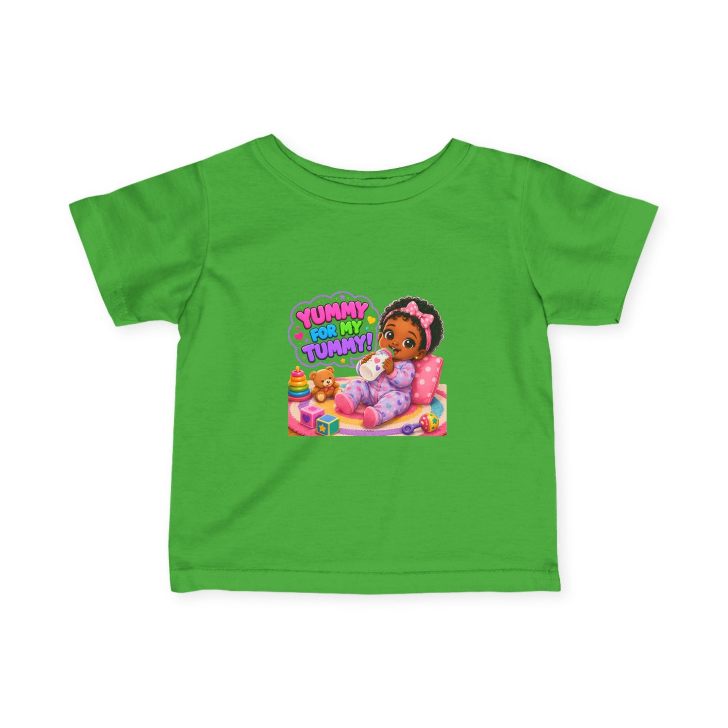 Infant Tee — "Yummy for My Tummy" Baby Girl Graphic Shirt