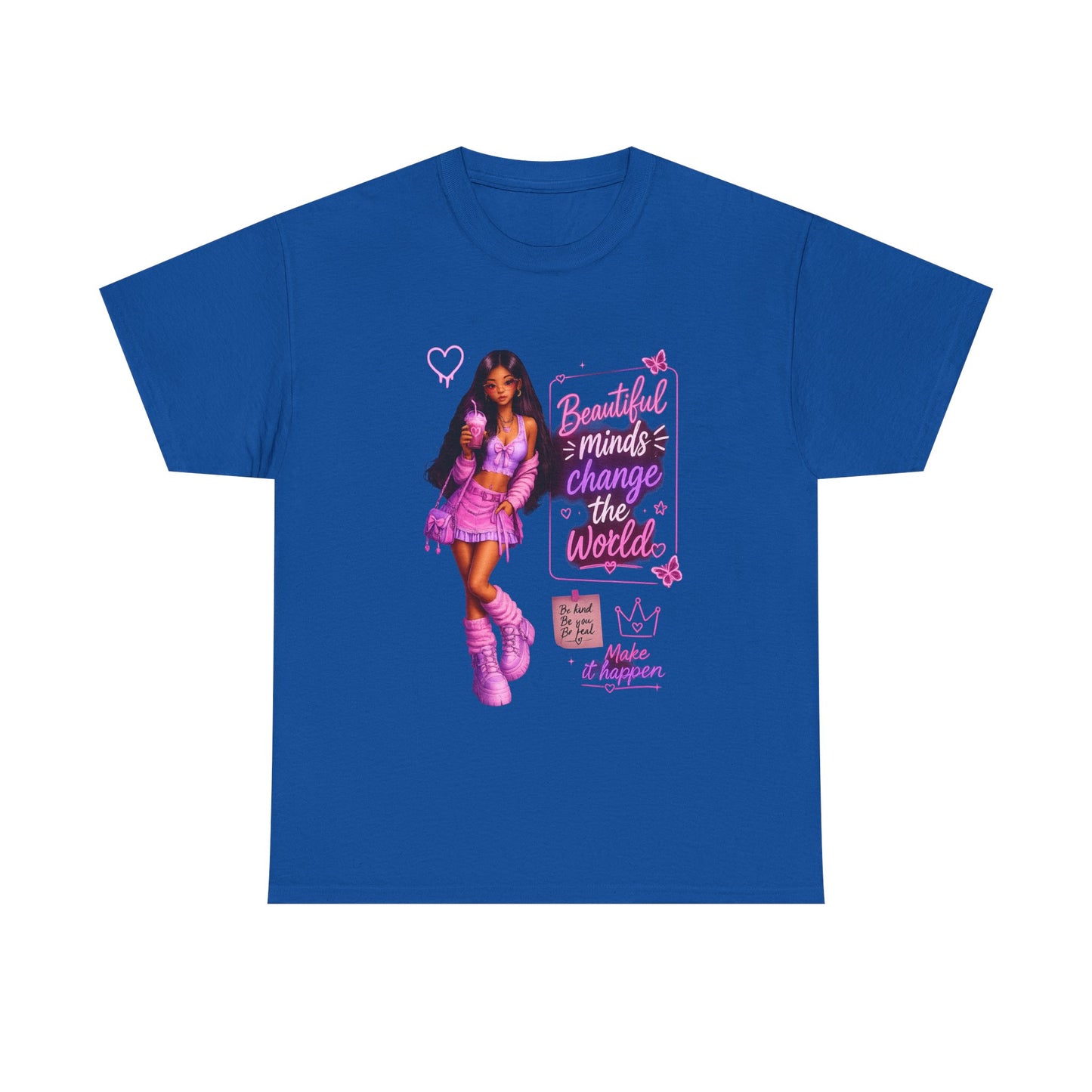 Beautiful Minds Change the World Tee - Pink Barbiecore Graphic Shirt