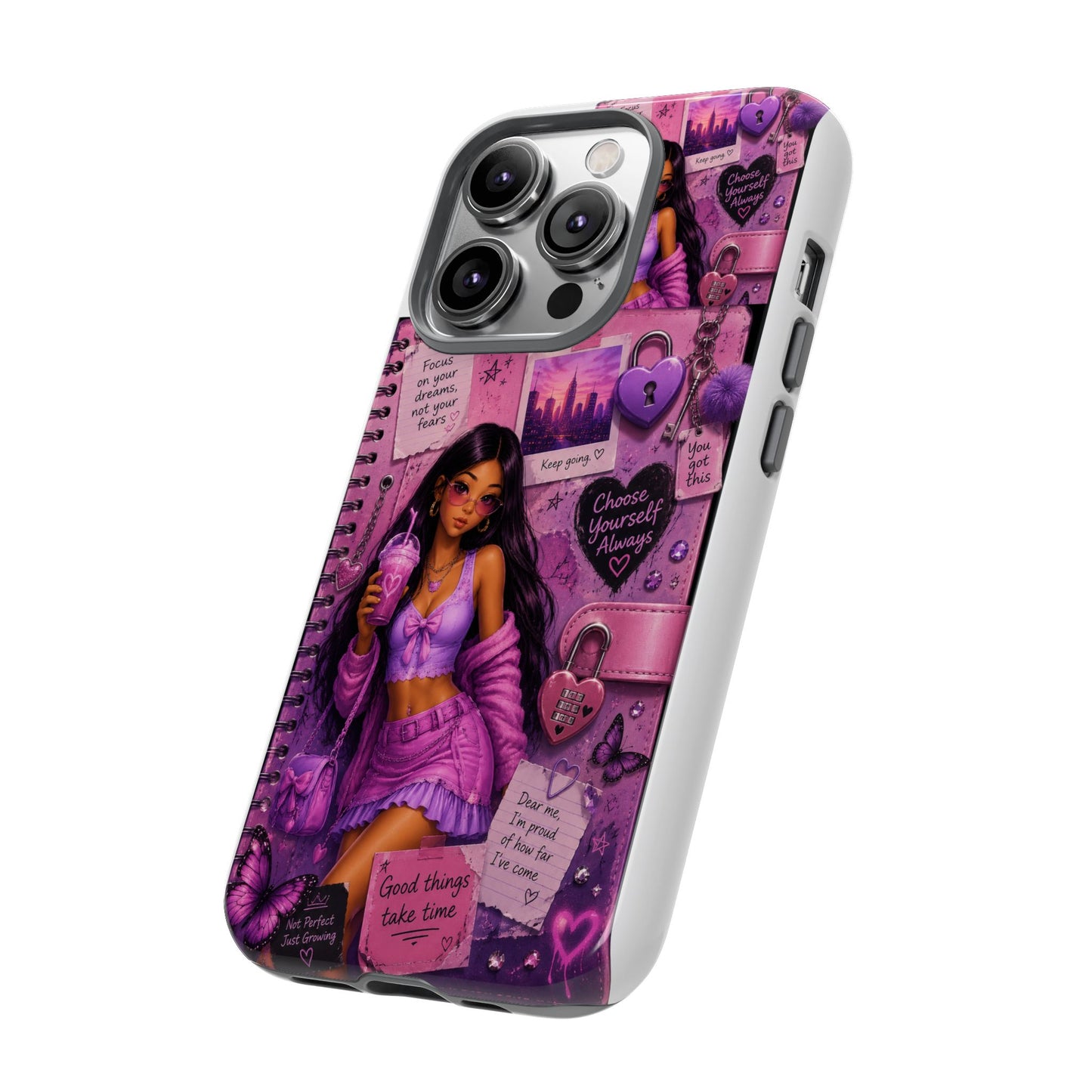 Purple Aesthetic Phone Case — Girl Collage 'Choose Yourself' Design