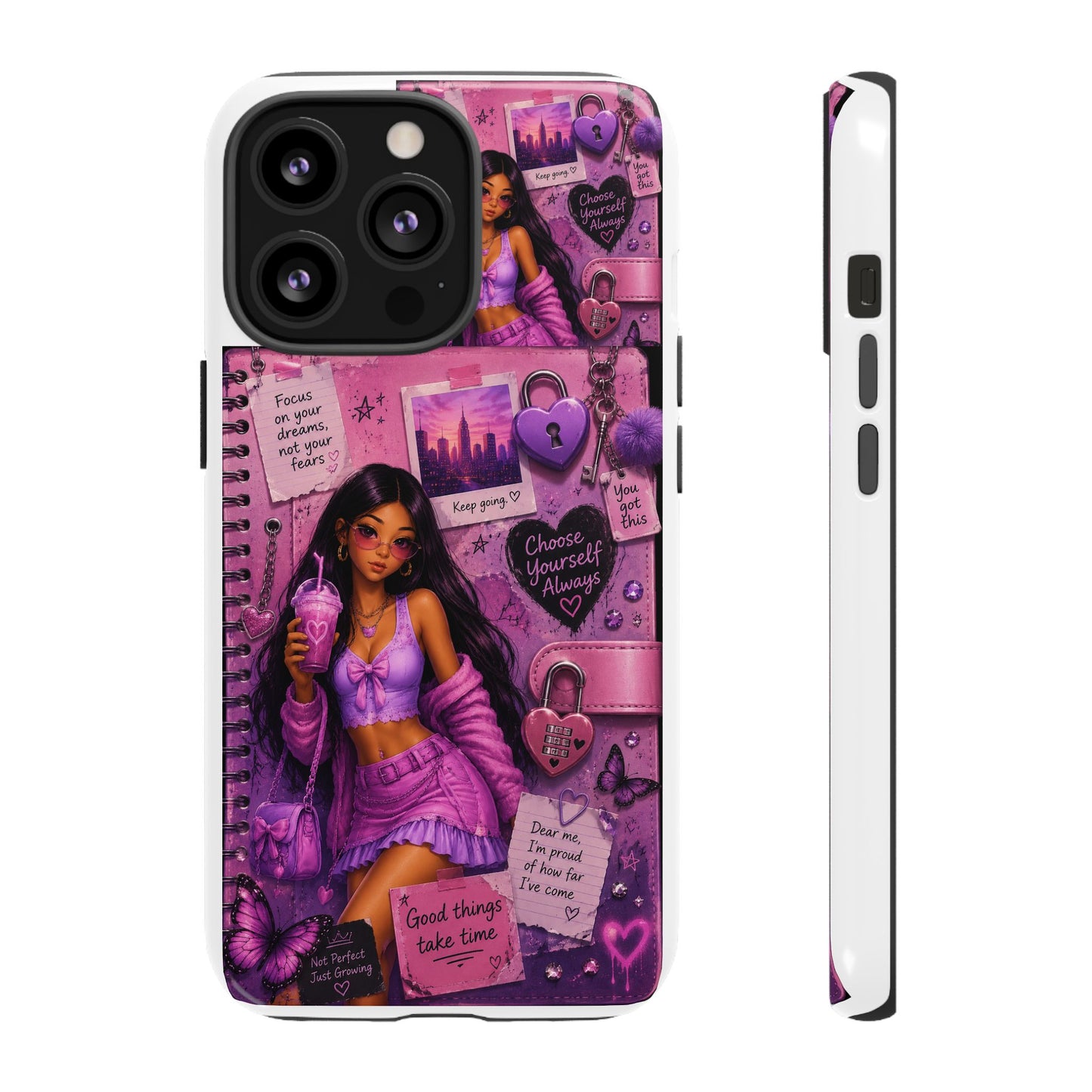 Purple Aesthetic Phone Case — Girl Collage 'Choose Yourself' Design