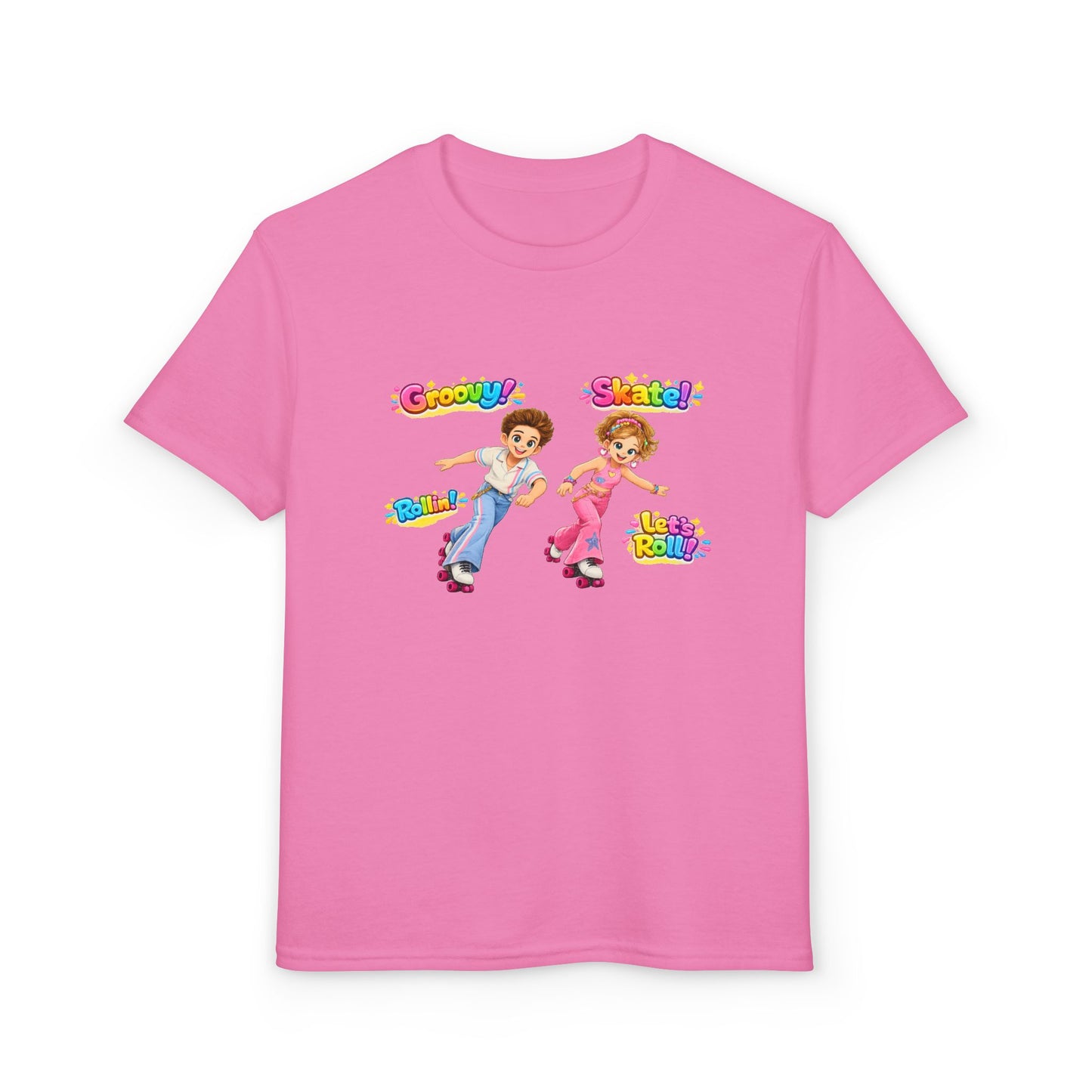 Youth Roller Skating T-Shirt — "Groovy! Skater!" Colorful Retro Kids Tee