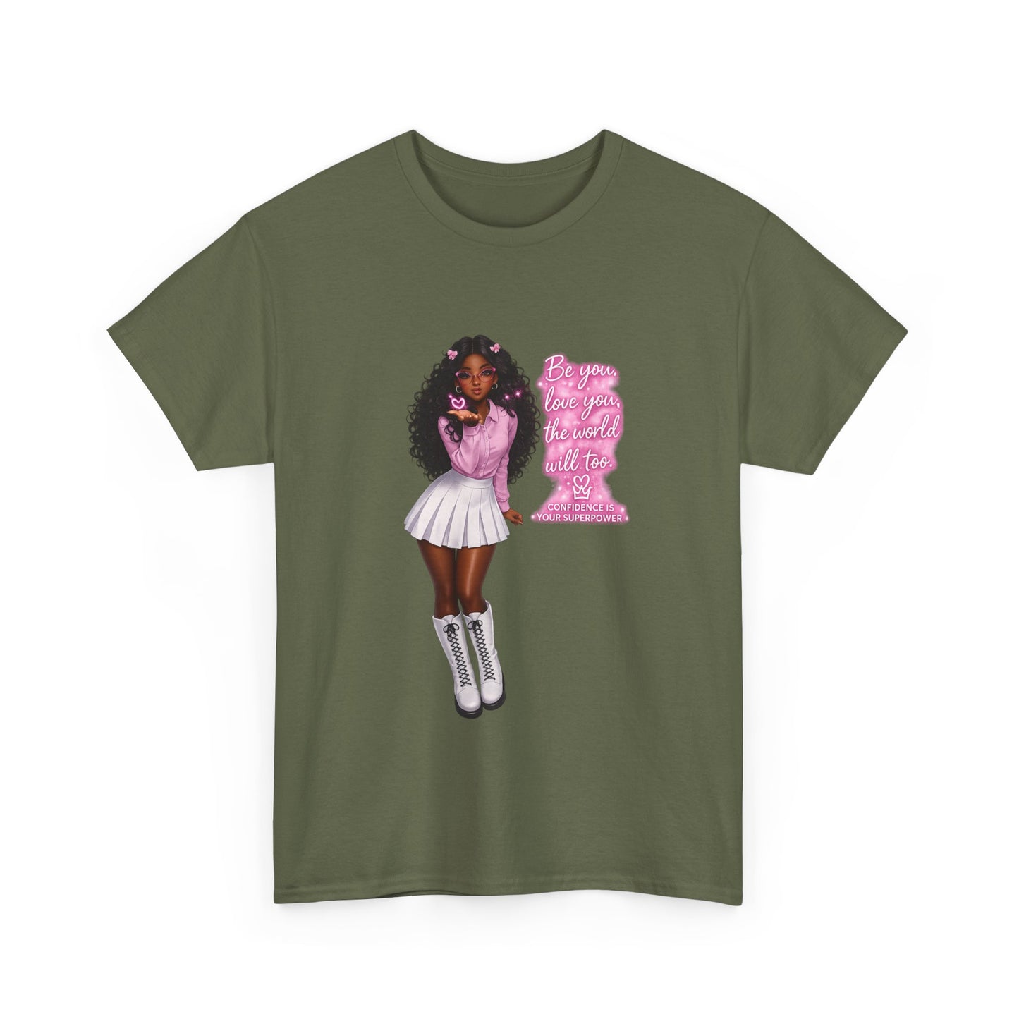 Afro Pink Cheerleader Tee – "Queen" Graphic Cotton T-Shirt