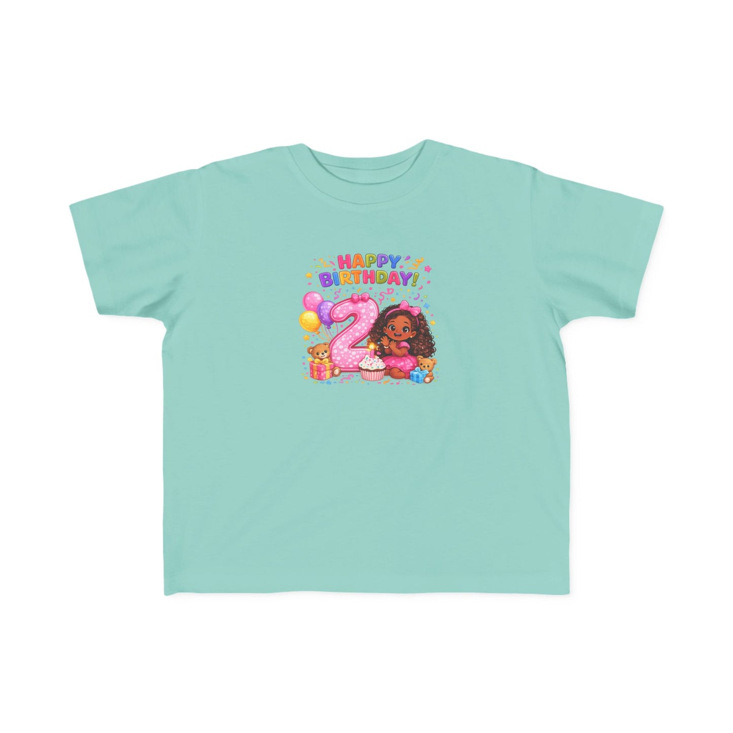 Toddler Birthday Tee — "Happy Birthday 2" Girl Balloon Party Shirt