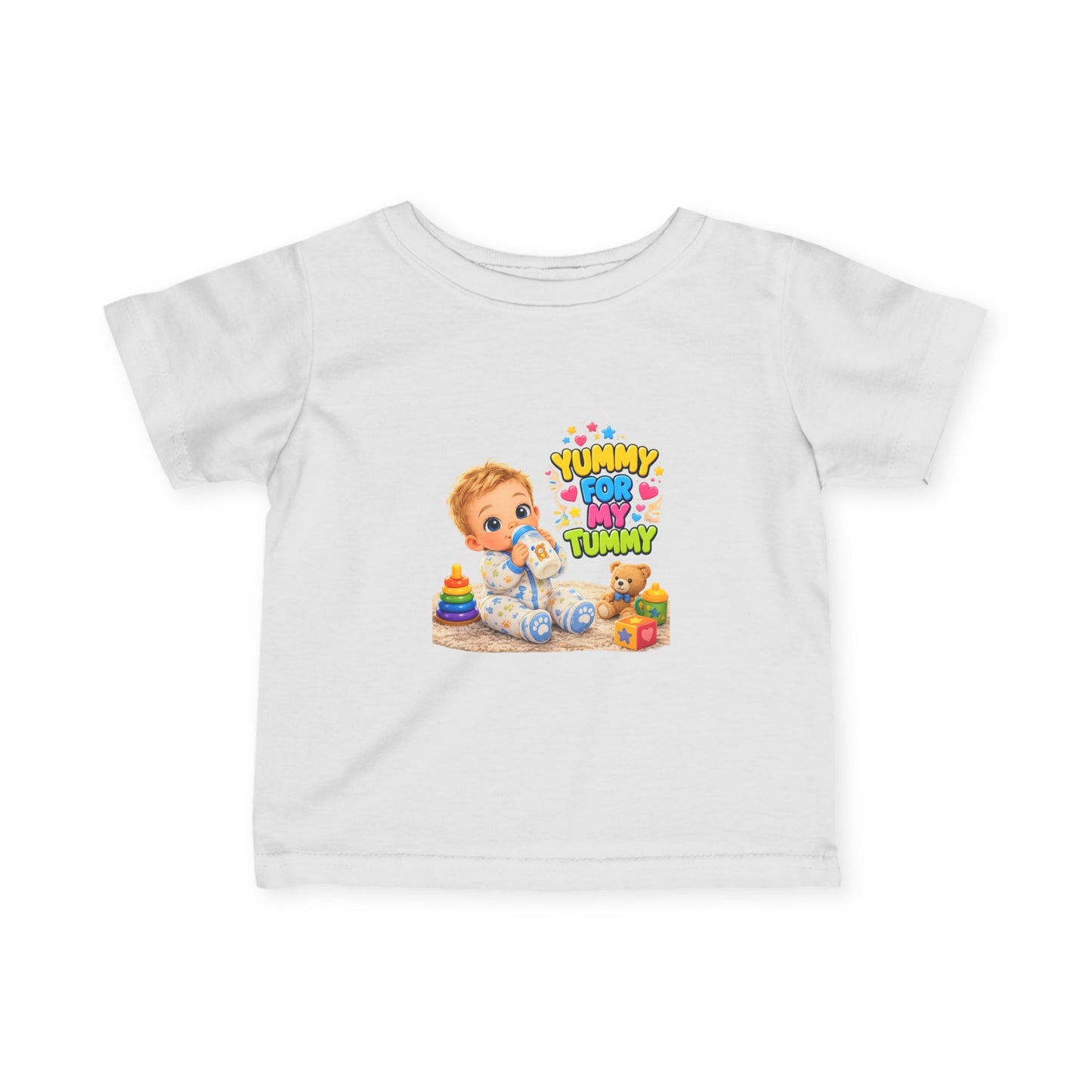 Infant Tee — Cute Baby 'Yummy For My Tummy' Feeding Graphic