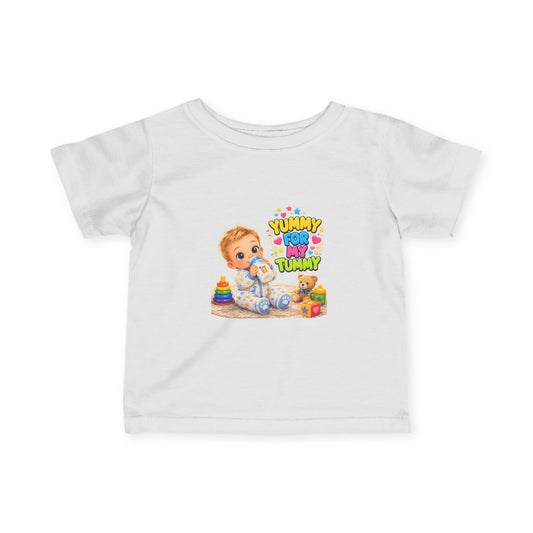 Infant Tee — Cute Baby 'Yummy For My Tummy' Feeding Graphic