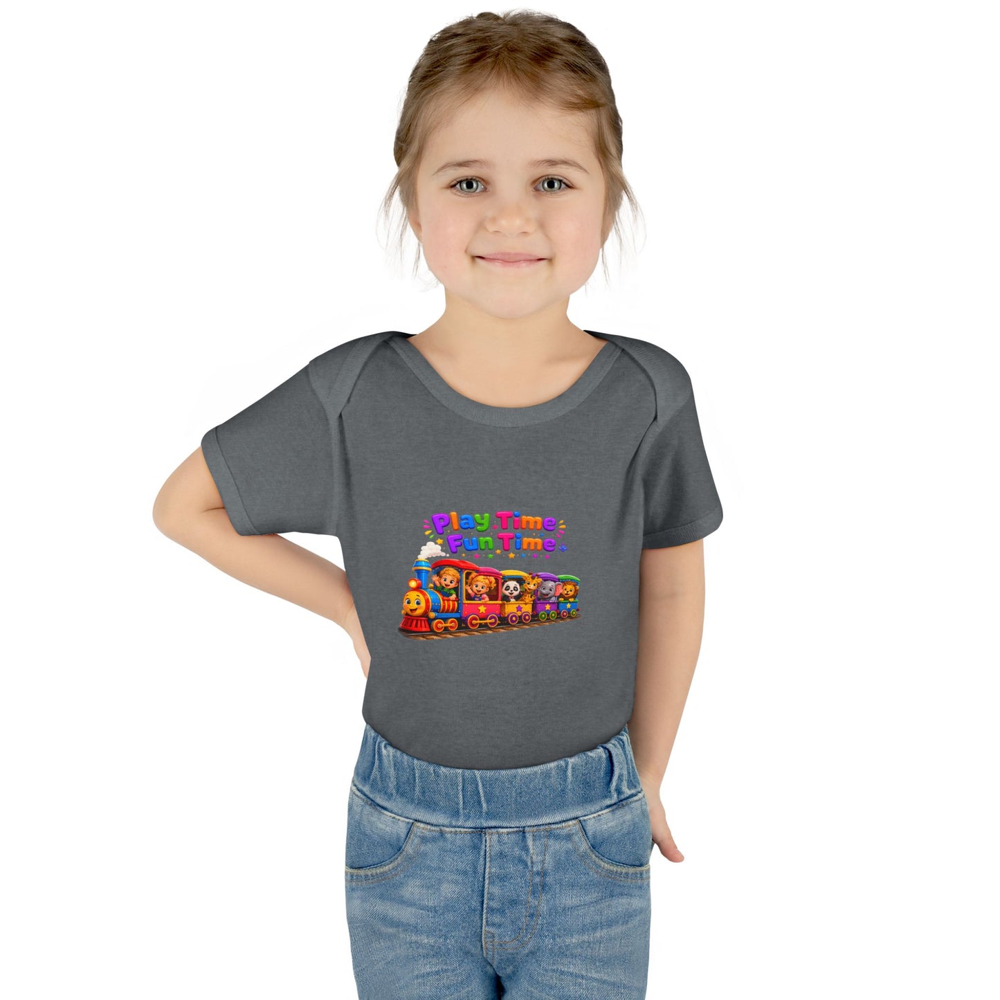 Play Time Fun Time Baby Bodysuit — Colorful Train Infant Onesie
