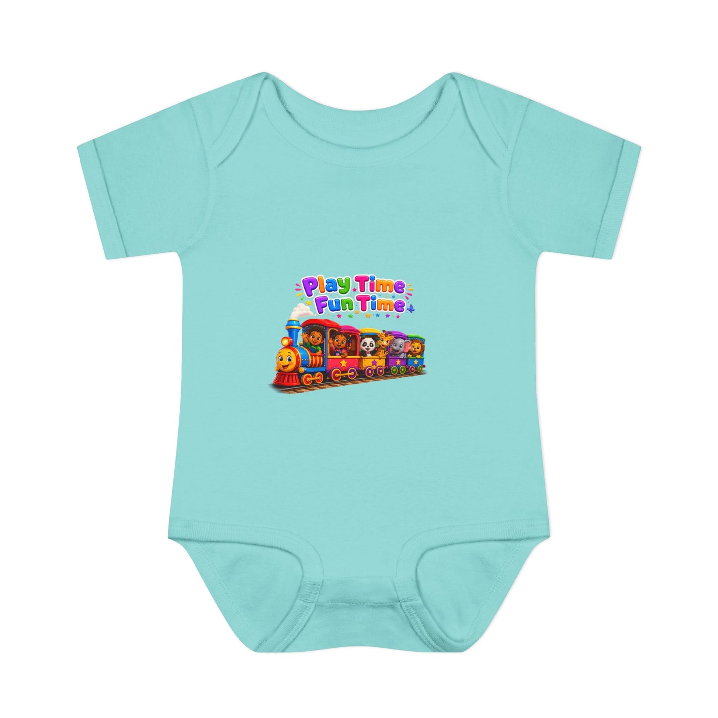 Play Time Fun Time Train Baby Bodysuit — Colorful Infant Onesie
